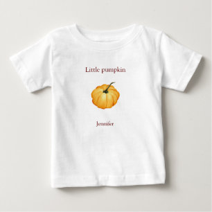Pour Bébé petite aquarelle citrouille avec nom place T-shirt