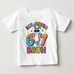 Pour Bébé Six Seven 67 Bruh Lapin de Pâques Mème T-Shirt Drô