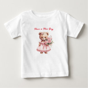 Pour Bébé Spreading Smiles : Teddy Bear avec Fleurs T-shirt