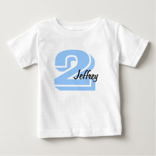 Pour Bébé T-shirt bleu et noir Nom et âge