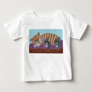 Pour Bébé T-Shirt Chat Endormi et Souris Furtives
