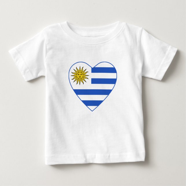 Pour Bébé T-shirt Coeur du drapeau de l'Uruguay (Devant)