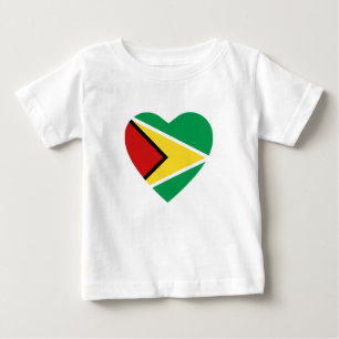 Pour Bébé T-shirt Coeur du drapeau guyanais