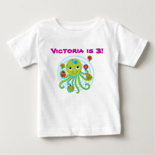 Pour Bébé T-shirt d'anniversaire personnalisable Octopus