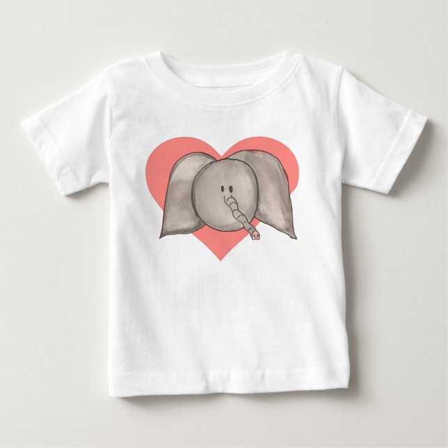 Pour Bébé T-shirt de nourrisson de coeur d'éléphant (Devant)