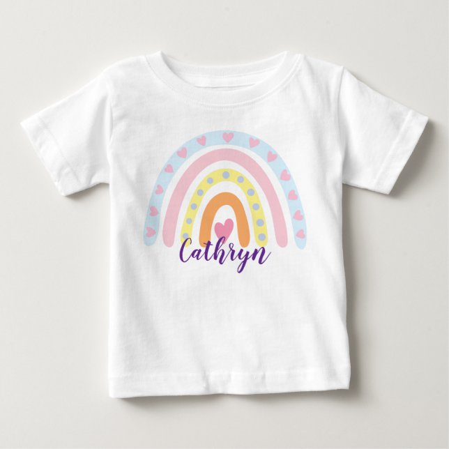 Pour Bébé T-shirt enfant arc-en-ciel personnalisé - Nom pers (Devant)
