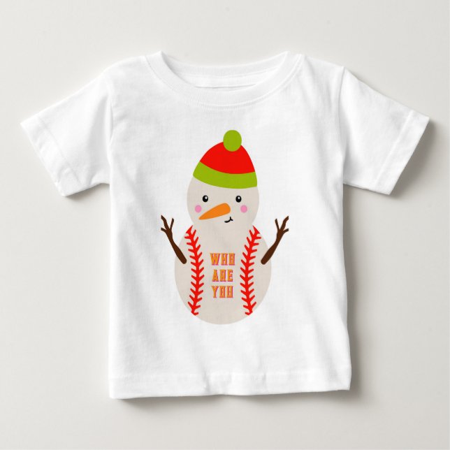 Pour Bébé T-Shirt Enfant Bonhomme de Neige Baseball Unique (Devant)