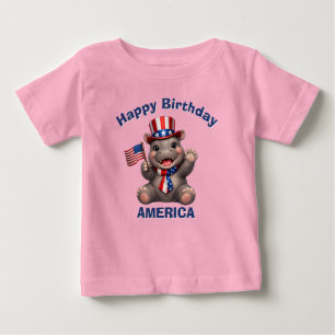Pour Bébé T-Shirt Enfant Hippopotame Patriotique (5e)