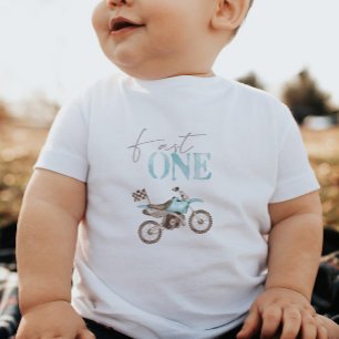 Pour Bébé T-shirt Fast One Blue Dirt Bike Anniversaire