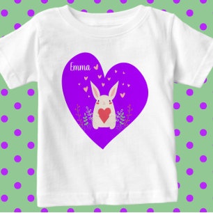 Pour Bébé T-Shirt Lapin Douce avec des Cœurs