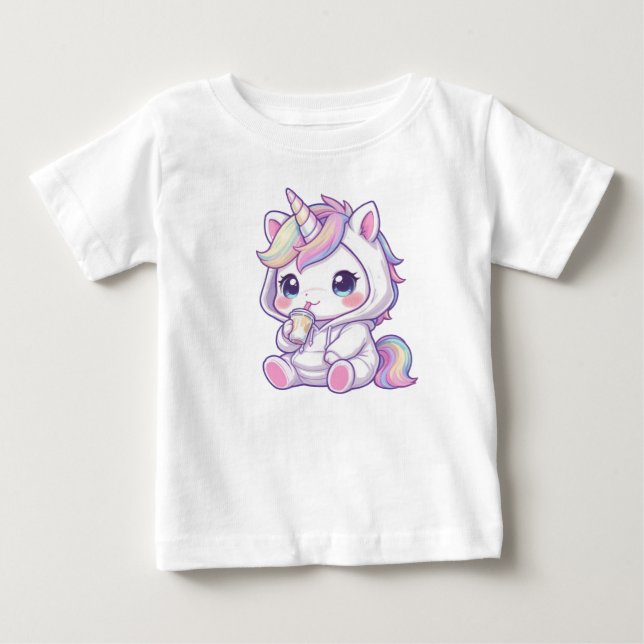 Pour Bébé T-shirt licorne chibi mignonne (Devant)