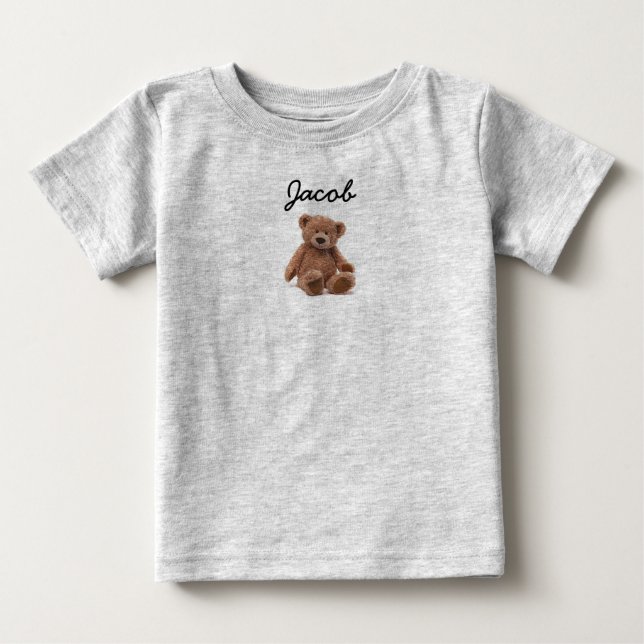 Pour Bébé T-shirt ours en peluche monogrammé (Devant)