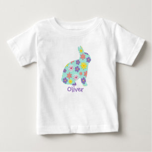 Pour Bébé T-Shirt personnalisé avec lapin de Pâques floral