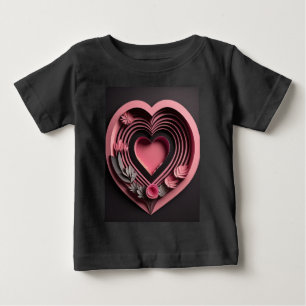 Pour Bébé T-shirt Pink Heart 3D Paper Art Design