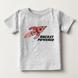 Pour Bébé T-shirt rouge jaune de l'espace propulsé par fusée