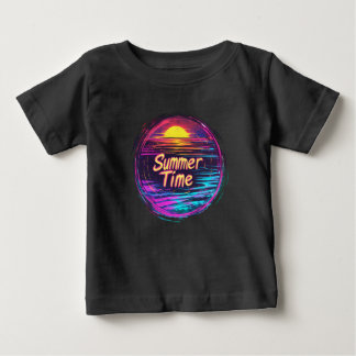 Pour Bébé T-shirt Sunset Retro animé "Heure d'été"
