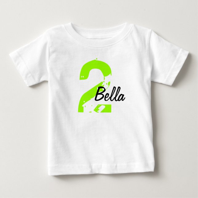 Pour Bébé T-shirt vert et noir de nom et d'âge (Devant)