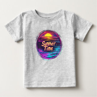 Pour Bébé T-shirt vibrant rétro “Summer Time” au coucher du