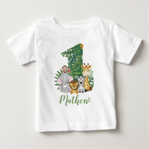 Pour Bébé Wild One Baby 1st Birthday Jungle Safari T-shirt