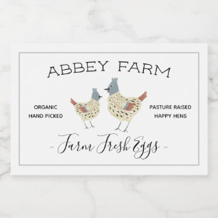Pour Bocaux Aquarelle Hen Farm Étiquette carton d'oeuf frais