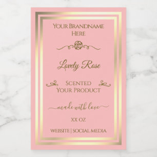 Pour Bocaux Baby Pink Produit Étiquette Gold Frame Vintage Ros