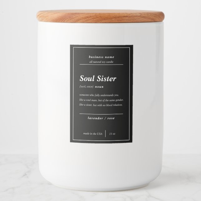 Pour Bocaux Bougie produit Soul soeur Étiquette personnalisé (Devant)