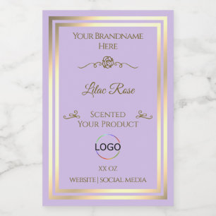 Pour Bocaux Cadre Or Étiquette de produit Lilac subtil avec lo