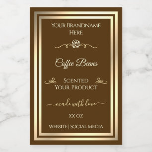 Pour Bocaux Café Brown Étiquette de produit Gold Frame Vintage