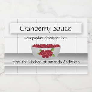 Pour Bocaux Cranberry Sauce Carreaux de cuisine 3x2 Étiquette 
