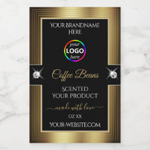Pour Bocaux Décontracté Black Shiny Café Brown Logo Étiquette 