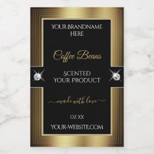Pour Bocaux Décontracté café noir brillants Brown Étiquette pr