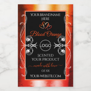 Pour Bocaux Élégant orange rouge Étiquette Logo Bijoux Noir