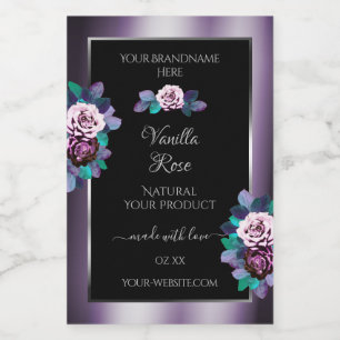 Pour Bocaux Élégant violet noir produit Étiquette fleuri