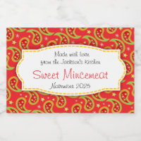 Étiquette de mencemeat à motifs cachemley de Noël
