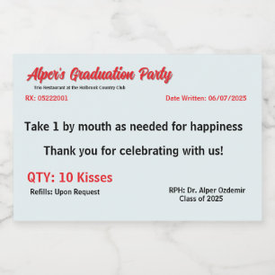 Pour Bocaux Étiquette de prescription de la partie diplômée