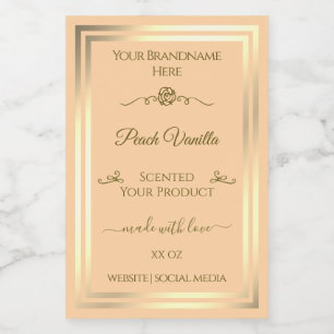 Pour Bocaux Étiquette de produit Light Peach Gold Frame Rose V