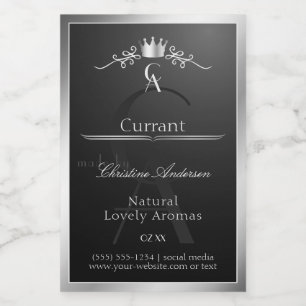 Pour Bocaux Étiquette de produit noir élégant monogramme à cad