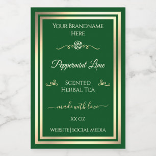 Pour Bocaux Étiquette de produit vert forêt Gold Frame Rose Vi