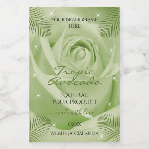 Pour Bocaux Étiquette de produits floraux Rose vert Feuilles d