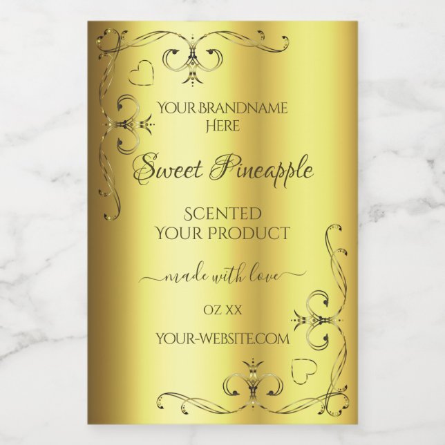 Pour Bocaux Étiquette de produits Gold de luxe Ornate Corner B (Étiquettes simples)