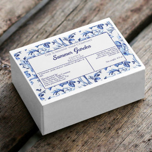 Pour Bocaux Étiquette imperméable blanc bleu floral savon