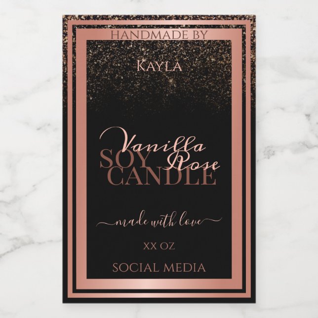 Pour Bocaux Étiquette Rose or  noir classique (Étiquettes simples)