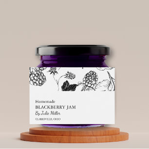 Pour Bocaux Étiquette simple Black & White Blackberry Jam
