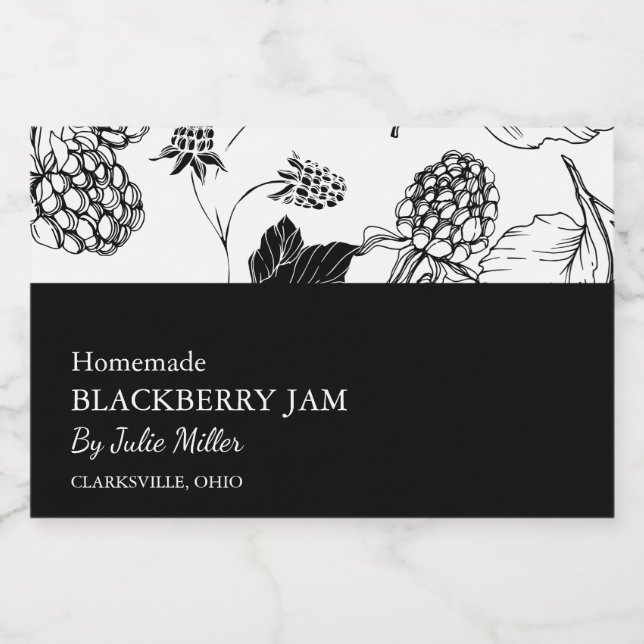 Pour Bocaux Étiquette simple Black & White Blackberry Jam (Étiquettes simples)