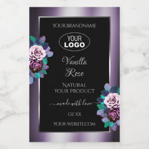 Pour Bocaux Flore Floral Purple Black Produit Logo Étiquette