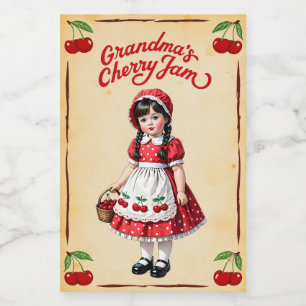 Pour Bocaux Grand-mère's Cherry Jam Étiquette alimentaire Vint