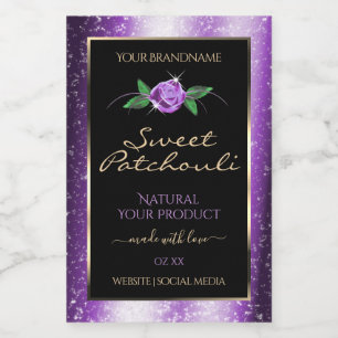 Pour Bocaux Joli violet et noir produit Étiquette Rose Flower