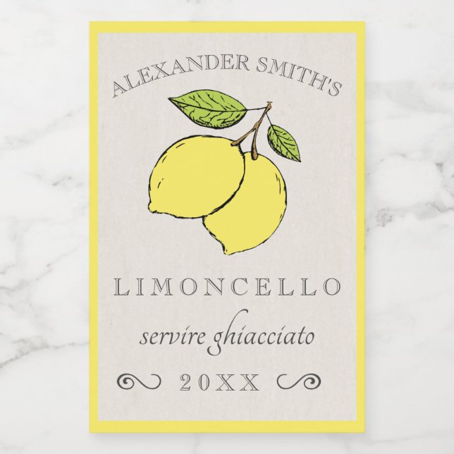 Pour Bocaux Limoncello Lemons Petit Étiquette Liqueur | (Étiquettes simples)