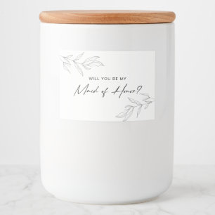 Pour Bocaux Line Art Foliage Maid of Honor Candle Étiquette
