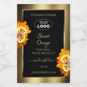 Pour Bocaux Logo Étiquette de produits Black Gold Orange Rose